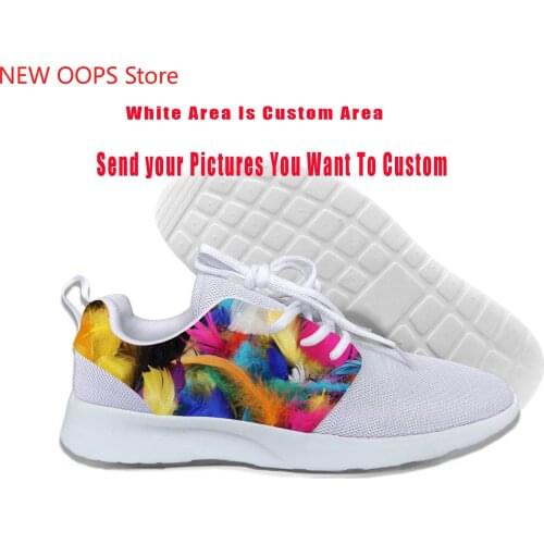 Colorful Bird Feather Peacock Harajuku art New Arrive Lightweight Sport Running Mesh Shoes Men Women Casual Breathable Sneakers