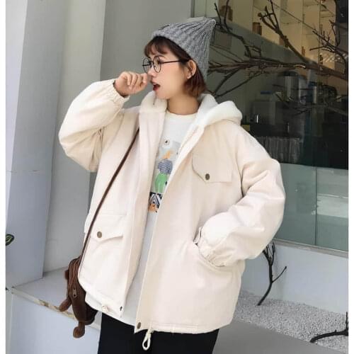 New Winter Casual Fleece Coat Women Outwear Hooded Thicken Tops Woman Jackets Solid Loose Plus Size Female Clothing