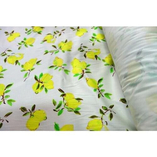 LEO&LIN Rural Style Diy Craft Cloth Fabric White Lemon Thin Satin Fabric Tissus 50cm