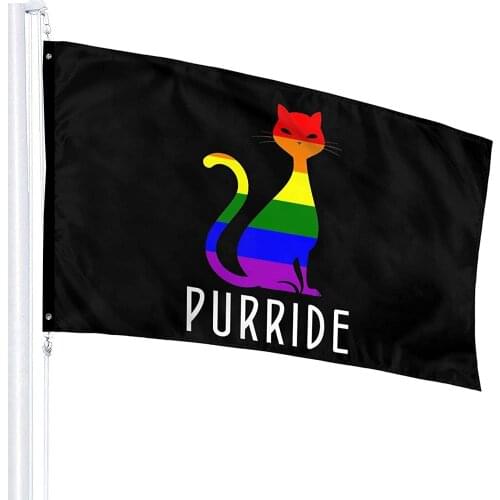 Lgbt Purride Cat Flag, 3x5 Ft Flag,Vivid Color ,Anti Fading, Tough Durable, It Can Be Used for Outdoor or Room Decoration