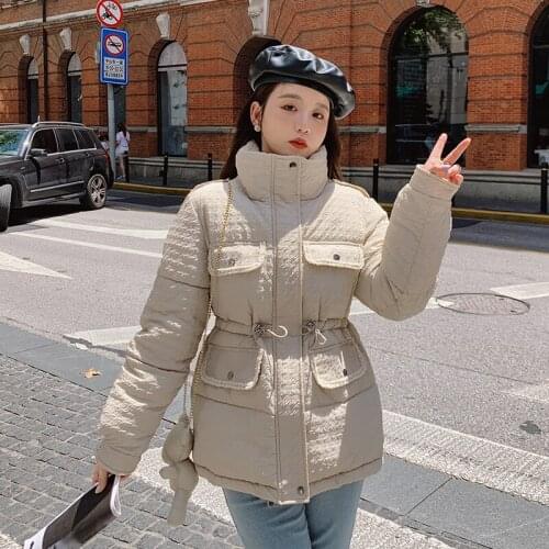 LUZUZI New 2021 Women Winter Jacket With Bear Bag Short Korean Thick Warm Cotton Padded Puffer Coat Female Parkas Ladies Outwear
