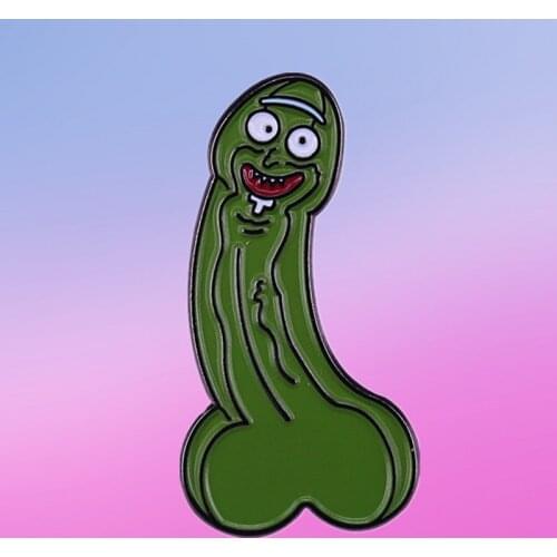 Pickle Rick Dick Butt humor enamel pin brooch