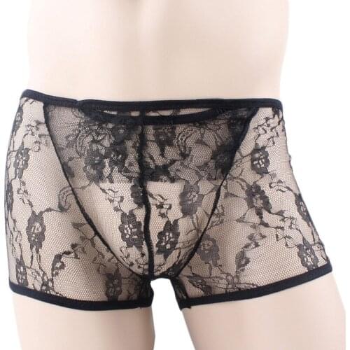 Male Underwear Mens Underpants Sexy Transparent Mesh Breathable Boxer For Men Mens Boxer Briefs Sexy lace Underwear
