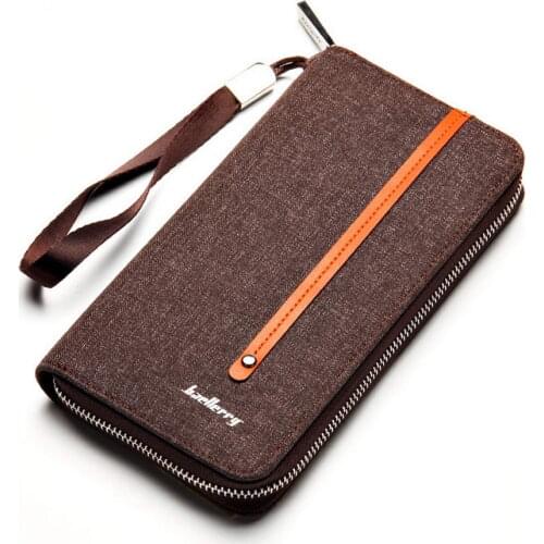Mens Canvas Zipper Wallet Cash Card Holder Organizer Multi Slot Long Purse Best Sale-WT