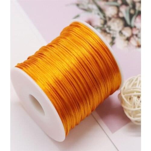1MM Yellow Gold Nylon Chinese Satin Silk Knot Cord Rattail Thread Necklace Macrame String Jewelry Findings Beading Rope #523