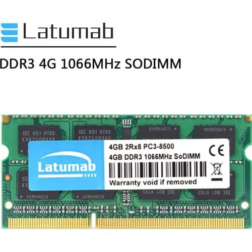 Latumab Memoria RAM DDR3 4GB 1066MHz Notebook Memory PC3-8500 204Pin SODIMM DDR3 RAM 1.5V Laptop Memory Module