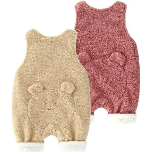 Autumn and winter clothing baby newborn one-piece clothes girl baby thick winter outer suit plus fleece vest sling climber