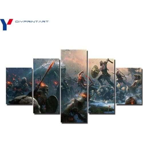 God of War Battle Kratos 5 Pieces Game Poster Wall Decor Living Room Decoration A0141