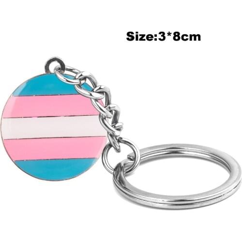 LGBT Transgender Pride Round Keychain Metal Keyring Fashion Jewelry for Lovers XY0311-K