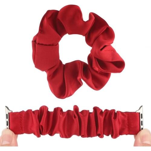 Hair Scrunchie+Watch Band for Apple Watch Series 6 SE 5 4 3 Stretchable Solo Loop iwatch Strap for 38mm 40mm 42mm 44mm Bracelet