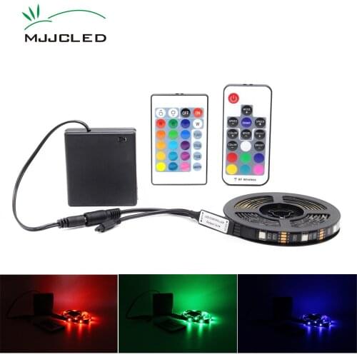 RGB LED Strip Battery Operated Tira LED Stripe 5V Adjustable Waterproof Battery Powered Remote Control Camping Decorative Lamp