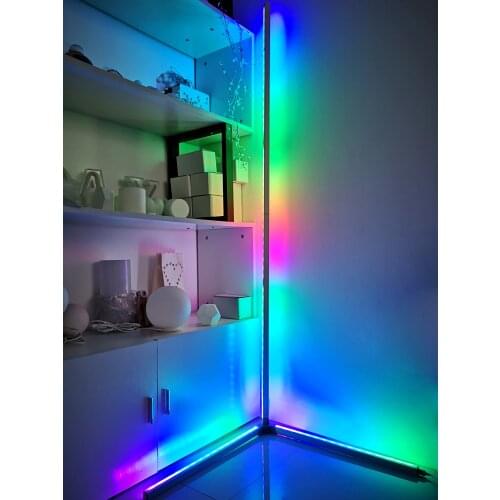 Modern Nordic RGB APP Control Aurora Floor Lamp Splicing Colorful Atmosphere Remote Music Corner Standing for Living Room