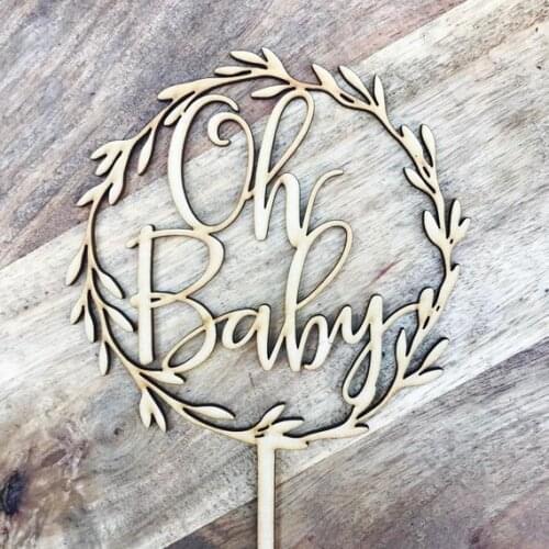 Wreath cake topper Topper wreath cake Cake TopperCLEARANCE 1 ONLY in Timber Oh Baby Wreath Cake Topper Boho Baby Shower cake