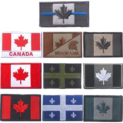 Embroidered Canada Flag Patch Army Hook & Loop Fasten Patch Tactical Military Patches National Emblem Canadian Maple Leaf Flag