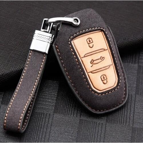 Genuine Leather Car Remote Key Cover Case Holder Protect for Peugeot 301 308 308S 408 2008 3008 4008 5008