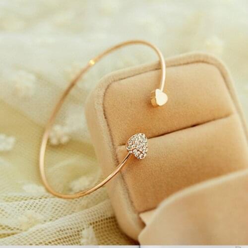 2018 Fashion Jewelry Double Love Heart Bracelet Heart Shape Crystal Bracelet Hot New Adjustable Womens Elegant Bracelet