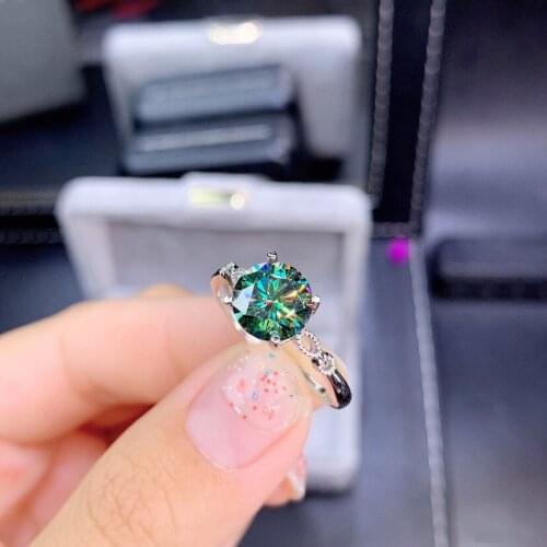 2021 Sterling Silver Fashion Ring Simulation Blue And Green Moissan Diamond Adjustable Ring For Women Fine Jewelry Wholesale