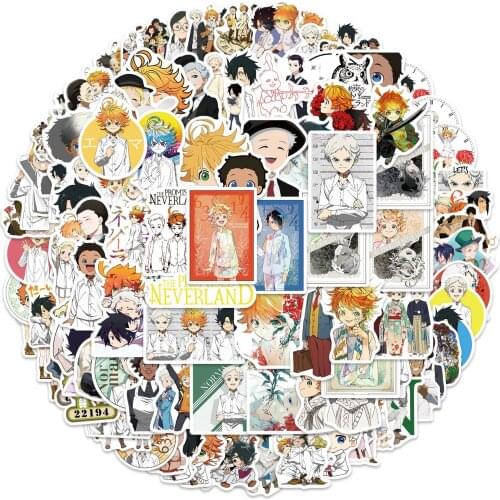 10/50/100Pcs The Promised Neverland Stickers Anime Decal for Refrigerator Fridge Skateboard Laptop Luggage Graffiti Toy