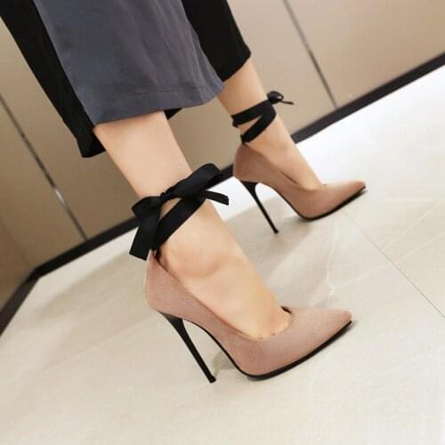 2021 Zapatos De Mujer Luxery Shoes Women Sexy Fashion Pumps for Wedding Lace Up High Heels 12cm Pointed Toe Plus Size 34-48 83-5