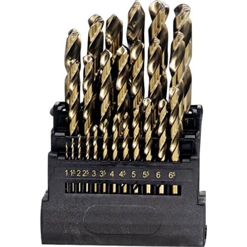 25Pcs 1~13mm Titanium Coated Twist Drill Bit High Steel for Woodworking Plastic Aluminum M42 HSS Drill Bit Set Drilling Tools