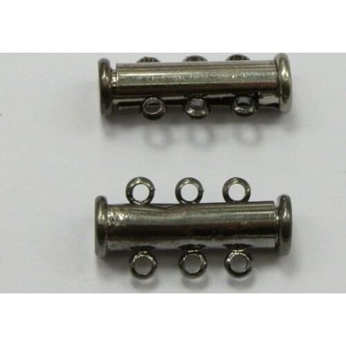 5 Gunmetal Tone 3-Strands Necklace Bracelet Magnetic Slide Clasps 20X8mm