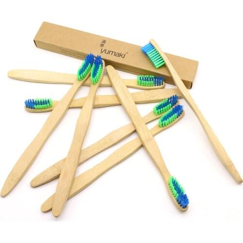 DR.PERFECT 24PCS/lot 2 Colors Head Bamboo Toothbrush Wholesale Eco friendly Wooden Bamboo Toothbrush Oral Care Soft Bristle