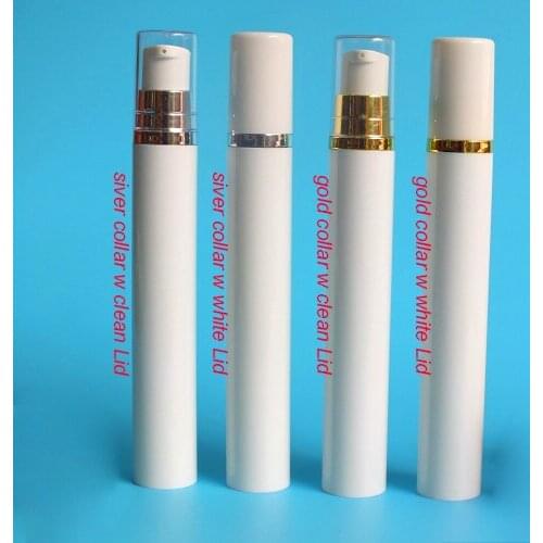 15ML white airless vacuum bottle lotion bottle with silver/gold collar transparent / white lid for comsmetic packing