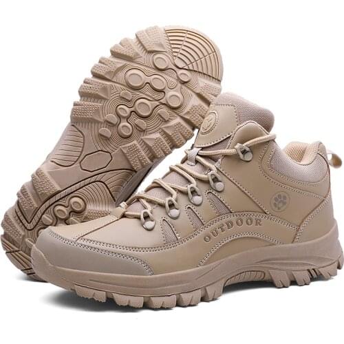 Men Anti-skip Military Boots Quality Special Force Tactical Desert Combat Ankle Boats Army Work Shoes Autumn Winter Ankle Botas