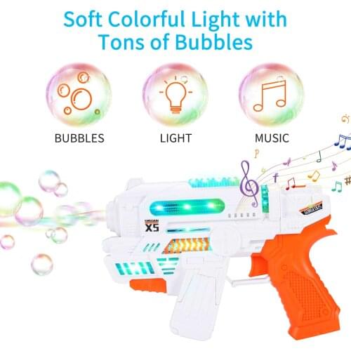 Bubbl BlasterLight Sound 2 Bottles Bubble Solution Bubble Gun Bubble Blower Toy Colorful Light Music Idea For Both Boys Girls