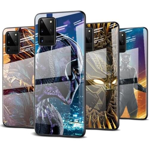 Tempered Glass Cover Marvel Avengers Black Panther For Samsung Galaxy S20 FE S10e S10 S9 S8 Ultra Plus Lite Plus 5G Phone Case