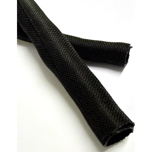 Black Open Self-Winding Braided Sleeve Tube Ø5 8 10 13 16 19 25 30mm Bundle Optical Fiber Wire Protection Sleeve Flame Retardant