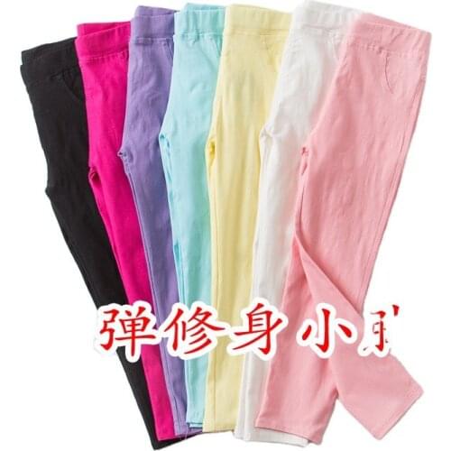 Kids Girl Pants Spring Autumn Candy Color Elastic Pencil Trousers Child Solid Leggings For Children Clothing Baby Jirl Clothes