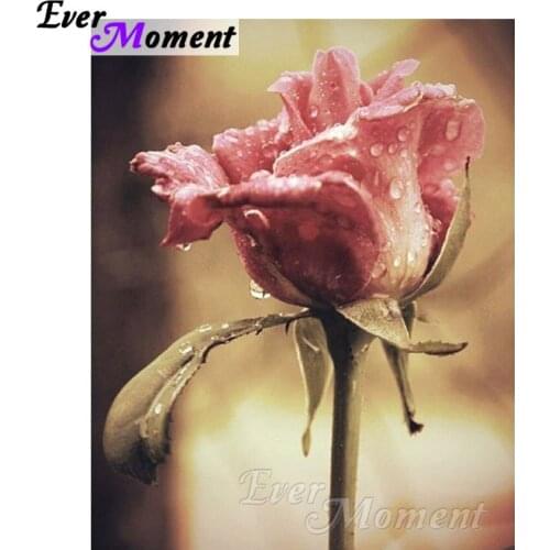 Ever Moment DIY Diamond Embroidery Pink Rose Diamond Mosaic Full Square Drills Home Decoration Artwork Diamond Painting ASF1126