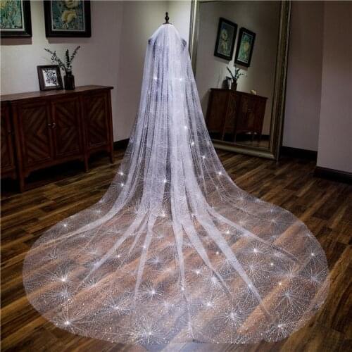 Bridal Veil sparkling glittler tulle veil fireworks shape glitter veil Wedding Dress Veil