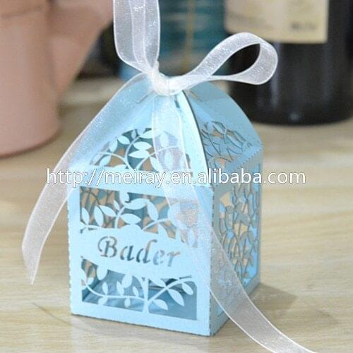 Customized white cupcake box laser cut wedding favors and gifts