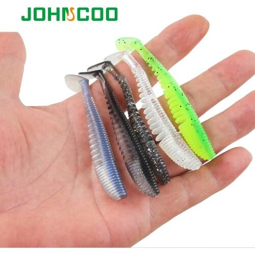 JOHNCOO UV Fishing Lure Soft Baits 10pcs 85mm 2.8g Shad Carp Fishing Iscas Artificial Vivid Worm Swimbait Minnow Fishing Tackle