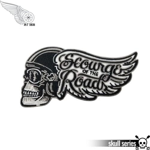 Handsome scourge of the Roads Patches Free Shipping Iron on backing Clothes Motorcycle Custom patch