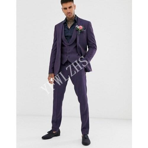 Handsome Groomsmen Notch Lapel Groom Tuxedos Mens Wedding Dress Man Jacket Blazer Prom Dinner (Jacket+Pants+Tie+Vest) A026