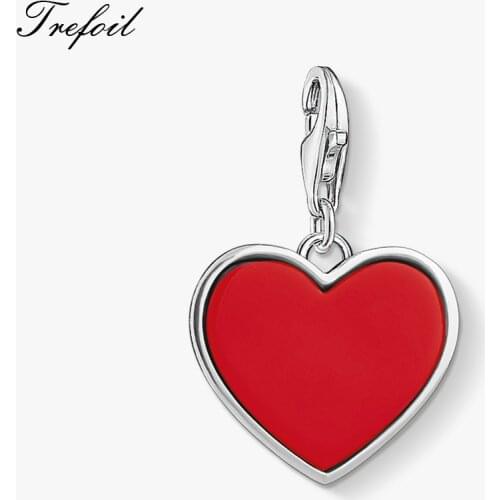 Red Heart Charms Pendant, 2019 New Fashion Jewelry 925 Sterling Silver Romantic Love Gift For Women Fit Bracelet Necklace Bag