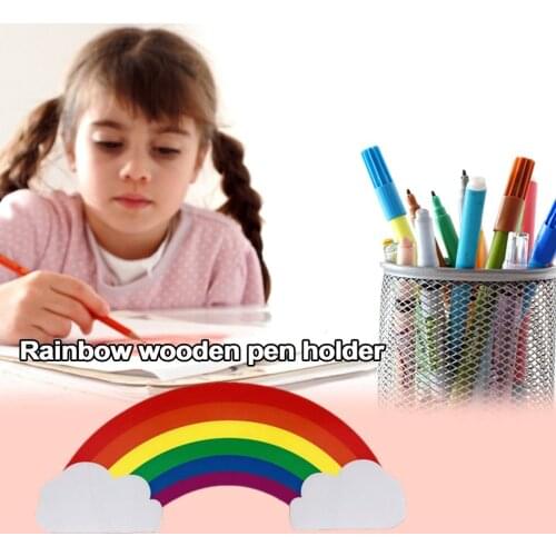 Creative And Cute Ins Style Rainbow Wooden Pen Holder Small Toy Storage Box Cosmetic Storage Box Exquisite Workmanship