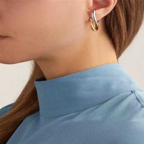 Rongho Punk Geometric Sprial Metal Choker Earrings for Women Hiphop Jewelry Gold Earring Femme Brincos