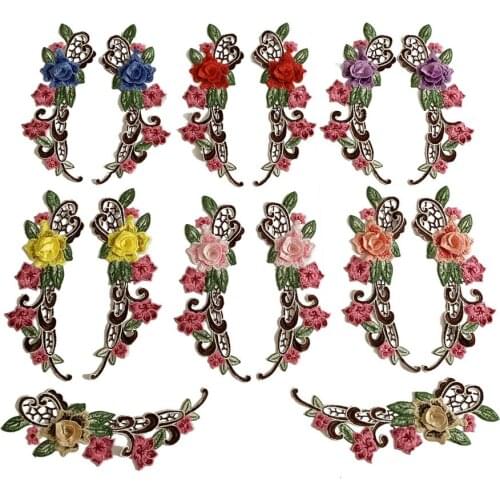 Womens Embroidery Applique Neckline Lace DIY Bridal Dress Design Colorful Clothing Supplies Accessories 1 Pair For Sale