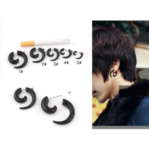 Hot Sell Fashion Jewelry Cool Man Stud Earrings mens black earring Punk style anti allergy Stainless steel Exaggerated earrings