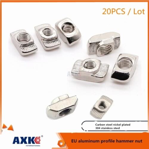 M3 M4 M5 M6 M8 Thread T Nut EU Standard T-Slot Carbon Steel & 304 Stainless Steel 2020 3030 4040 4545 Series Aluminum Profiles