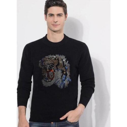 Men Shirt Long-Sleeved Casual sweaters For Men Slim Fit black Colors Male Hot drill design