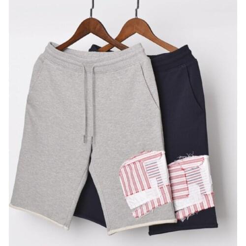 2021 Fashion Brand TB THOM Casual Shorts Men Summer Cotton Patchwork Sports Trousers Personality Hip Hop Mens Jogger Track Pants