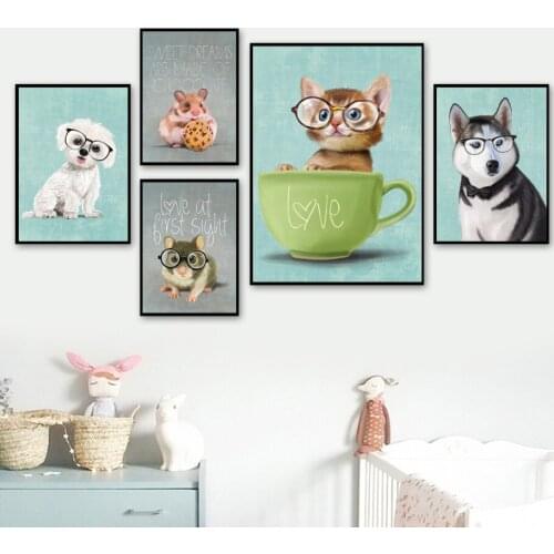 Funny Animals Wall Art Canvas Painting Dog Cat Pig Posters And Prints Wall Pictures For Living Room Modern Home Decor