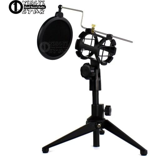Desktop Metal Recording Microphone Stand Desk Wind Screen Pop Filter Holder Tripod Spider Mic Shock Mount For MXL 603 606 CR21