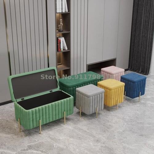 Nordic Light Luxury Stool Storage Stool Enter Small Sofa Clothing Store Rectangular Multifunctional Shoe Storage Box Artifact
