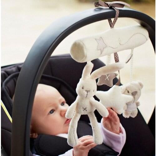 New Fashion Kids Cute Crib Stroller Car Seat Hanging Toys Baby Plush Bunny Toy Activity Spiral Music Rattles Toy